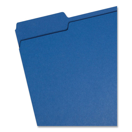 Colored File Folders, 1/3-Cut Tabs: Assorted, Letter Size, 0.75" Expansion, Navy Blue, 100/Box