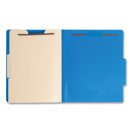 Six-Section Poly Classification Folders, 2" Expansion, 2 Dividers, 6 Fasteners, Letter Size, Blue Exterior, 10/Box