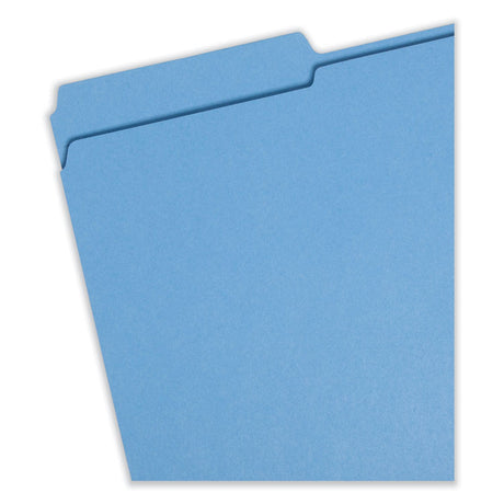 Reinforced Top Tab Colored File Folders, 1/3-Cut Tabs: Assorted, Legal Size, 0.75" Expansion, Blue, 100/Box