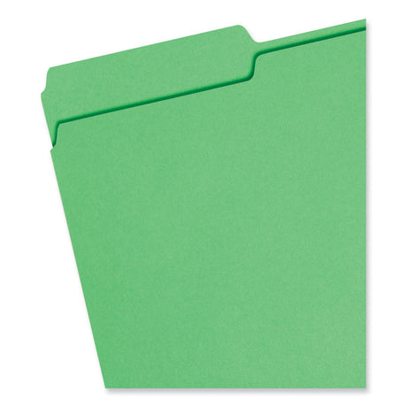 Colored File Folders, 1/3-Cut Tabs: Assorted, Legal Size, 0.75" Expansion, Green, 100/Box