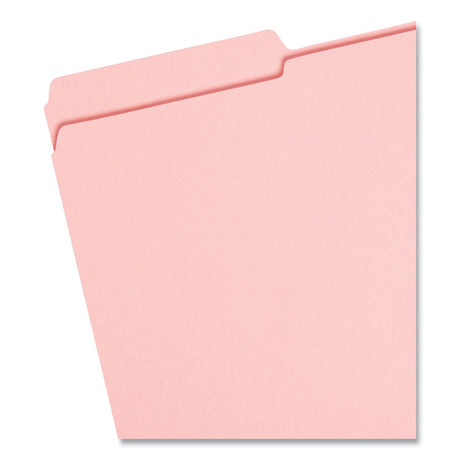 Reinforced Top Tab Colored File Folders, 1/3-Cut Tabs: Assorted, Legal Size, 0.75" Expansion, Pink, 100/Box