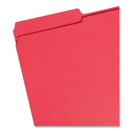 Reinforced Top Tab Colored File Folders, 1/3-Cut Tabs: Assorted, Legal Size, 0.75" Expansion, Red, 100/Box