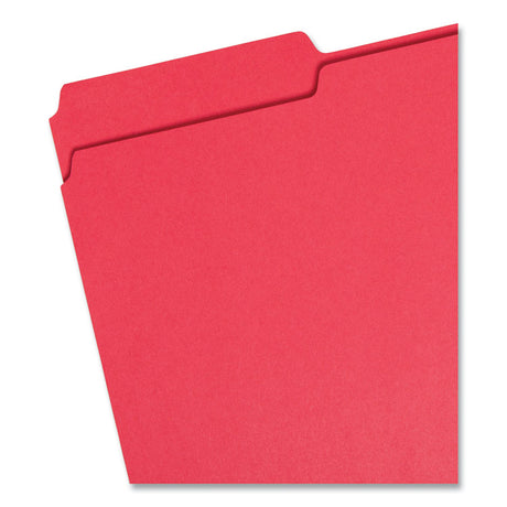 Colored File Folders, 1/3-Cut Tabs: Assorted, Legal Size, 0.75" Expansion, Red, 100/Box