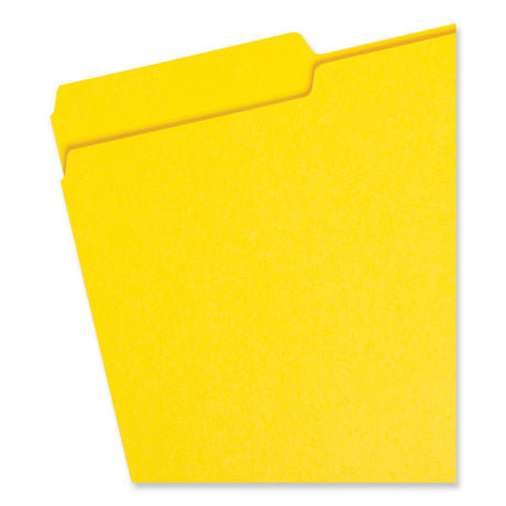 Colored File Folders, 1/3-Cut Tabs: Assorted, Legal Size, 0.75" Expansion, Yellow, 100/Box