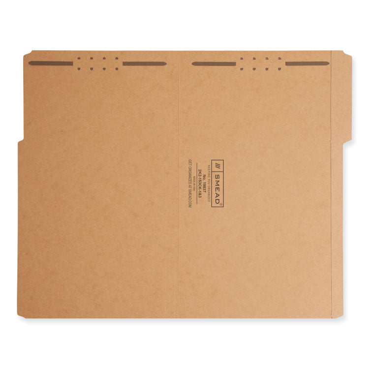 Top Tab Fastener Folders, 1/3-Cut Tabs: Assorted, 0.75" Expansion, 2 Fasteners, Legal Size, Kraft Exterior, 50/Box