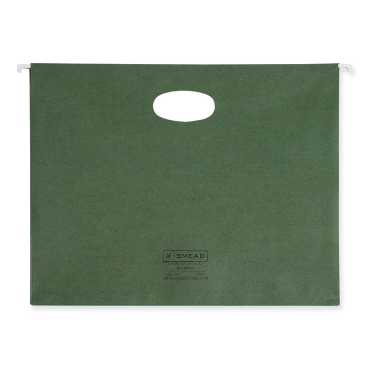 100% Recycled Hanging Pockets with Full-Height Gusset, 1 Section, 3.5" Capacity, Letter Size, Standard Green, 10/Box