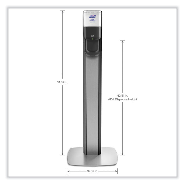 MESSENGER ES8 Silver Panel Floor Stand with Dispenser, 1,200 mL, 16.75 x 6 x 40, Silver/Graphite