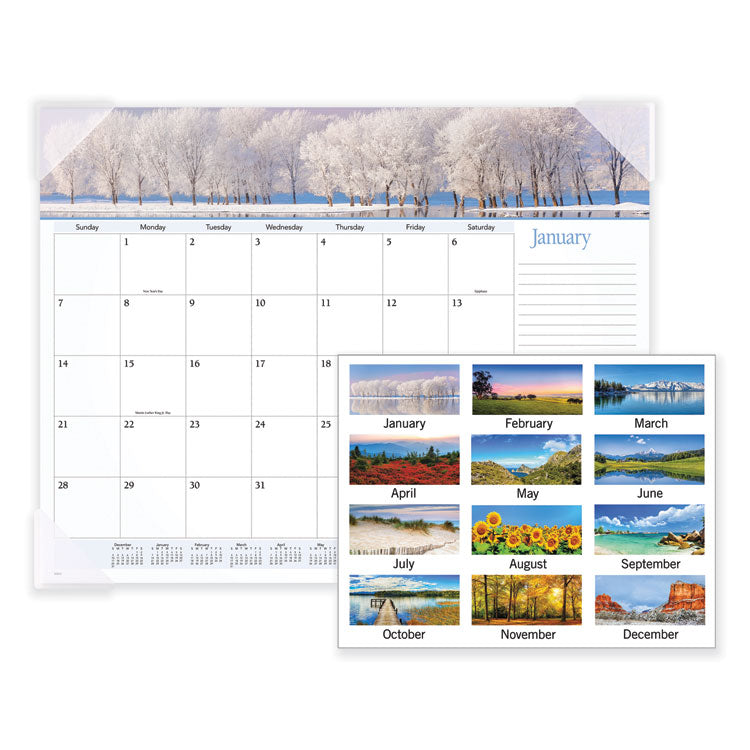 Landscape Panoramic Desk Pad, Landscapes Photography, 22 x 17, White Sheets, Clear Corners, 12-Month (Jan to Dec): 2025