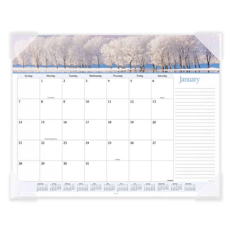 Landscape Panoramic Desk Pad, Landscapes Photography, 22 x 17, White Sheets, Clear Corners, 12-Month (Jan to Dec): 2025