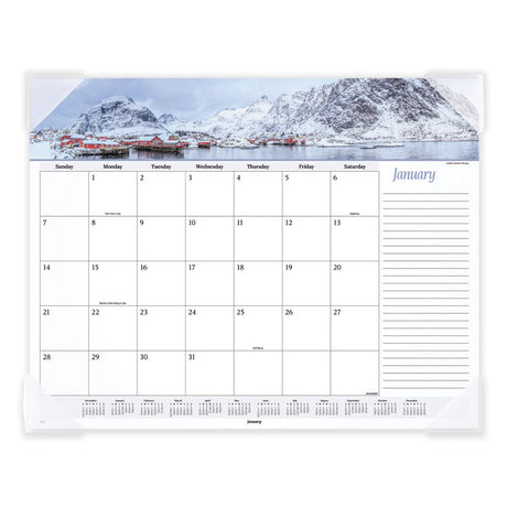 Seascape Panoramic Desk Pad, Seascape Panoramic Photography, 22 x 17, White Sheets, Clear Corners, 12-Month (Jan-Dec): 2024