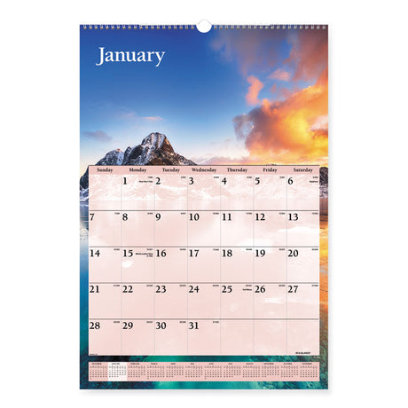 Scenic Monthly Wall Calendar, Landscape Photography, 15.5 x 22.75, White/Multicolor Sheets, 12-Month (Jan-Dec): 2025