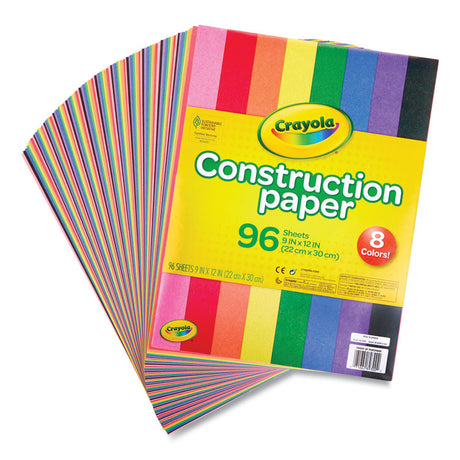 Construction Paper, 9 x 12, Assorted Colors, 96 Sheets/Pack