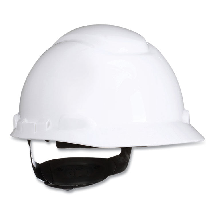 SecureFit Hard Hat with Uvicator, Four-Point Ratchet Suspension, White