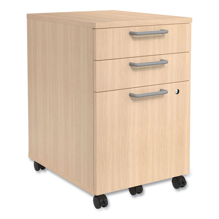 Essentials Three-Drawer Mobile Pedestal File, 2 Box/1 Legal/Letter-Size File Drawers, Natural, 15.6  x 21.3  x 24.3