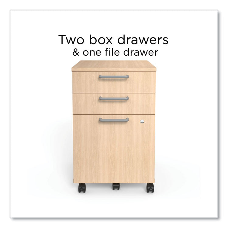 Essentials Three-Drawer Mobile Pedestal File, 2 Box/1 Legal/Letter-Size File Drawers, Natural, 15.6  x 21.3  x 24.3