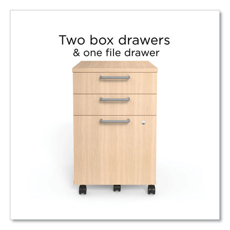 Essentials Three-Drawer Mobile Pedestal File, 2 Box/1 Legal/Letter-Size File Drawers, Natural, 15.6  x 21.3  x 24.3