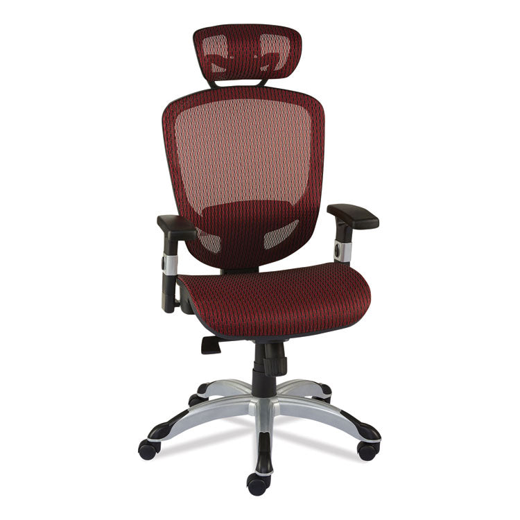 FlexFit Hyken Mesh Task Chair, Supports Up to 275 lb, 17.24  to 20.98  Seat Height, Maroon Seat/Back, Silver/Black Base