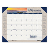 Earthscapes Recycled Monthly Desk Pad Calendar, Motivational Photos, 22 x 17, Blue Binding/Corners, 12-Month (Jan-Dec): 2025