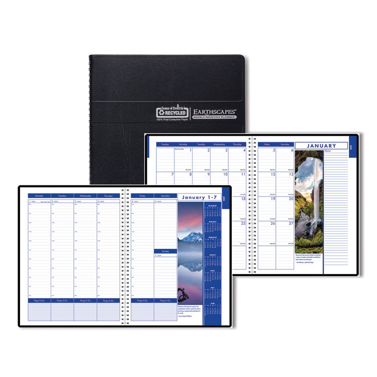 Earthscapes Recycled Weekly/Monthly Appointment Book, Landscape Photos, 11 x 8.5, Black Soft Cover, 12-Month (Jan-Dec): 2025