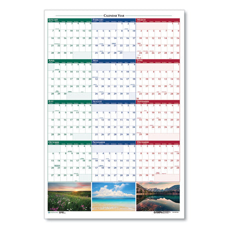 Earthscapes Recycled Reversible/Erasable Yearly Wall Calendar, Nature Photos, 24 x 37, White Sheets, 12-Month (Jan-Dec): 2025