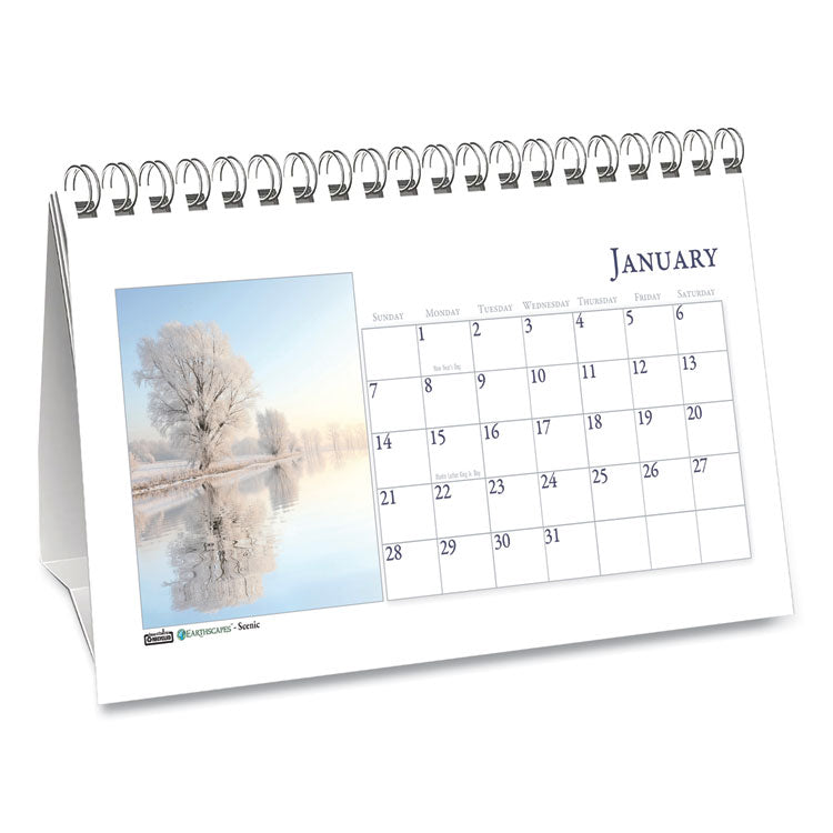 Earthscapes Recycled Desk Tent Monthly Calendar, Scenic Photography, 8.5 x 4.5, White Sheets, 12-Month (Jan to Dec): 2025