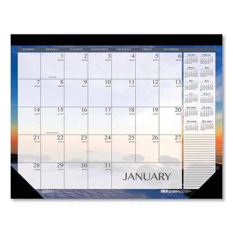 Recycled Earthscapes Desk Pad Calendar, Seascapes Photography, 22 x 17, Black Binding/Corners,12-Month (Jan to Dec): 2024