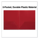 Two-Pocket Plastic Folders, 100-Sheet Capacity, 11 x 8.5, Red, 10/Pack