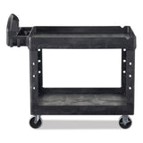 BRUTE Heavy-Duty Utility Cart with Lipped Shelves, Plastic, 2 Shelves, 750 lb Capacity, 26" x 55" x 33.25", Black