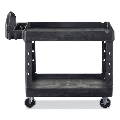 BRUTE Heavy-Duty Utility Cart with Lipped Shelves, Plastic, 2 Shelves, 500 lb Capacity, 25.9" x 45.2" x 32.2", Black
