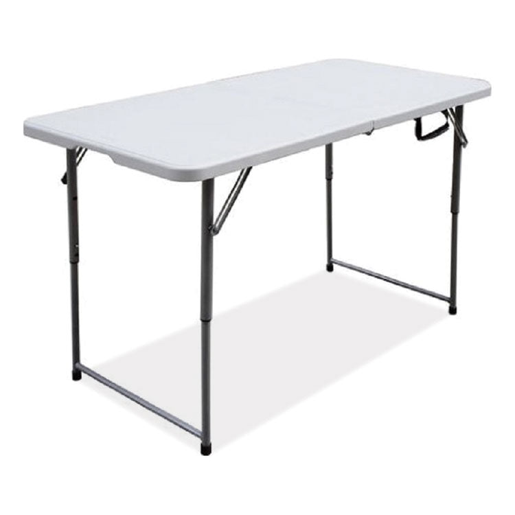 Bifold Resin Folding Table, Rectangular, 48  x 23.6  x 29.1 , White Granite Top, Gray Base/Legs, 2/Pack
