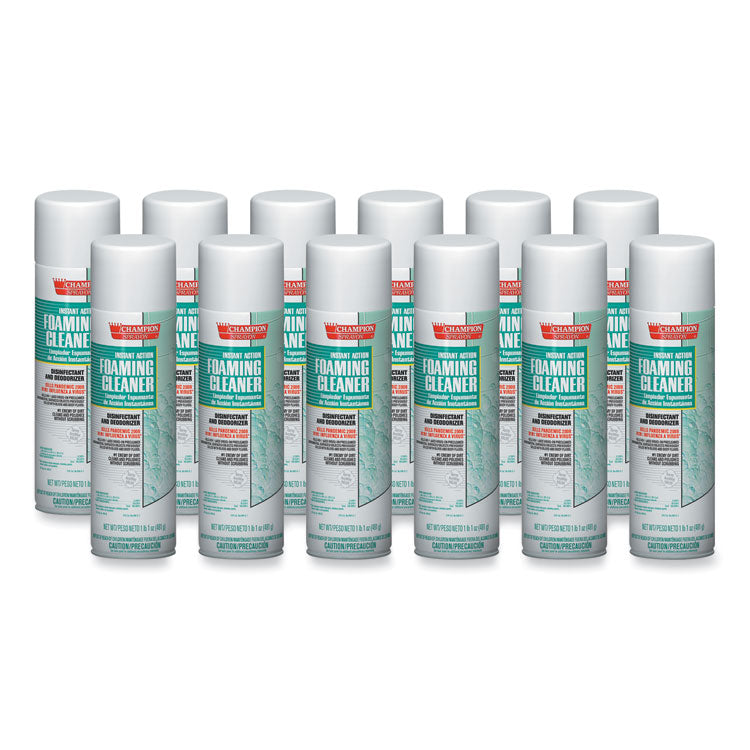 Instant Action Foaming Cleaner/Disinfectant, 17 oz, Aerosol Spray, 12/Carton