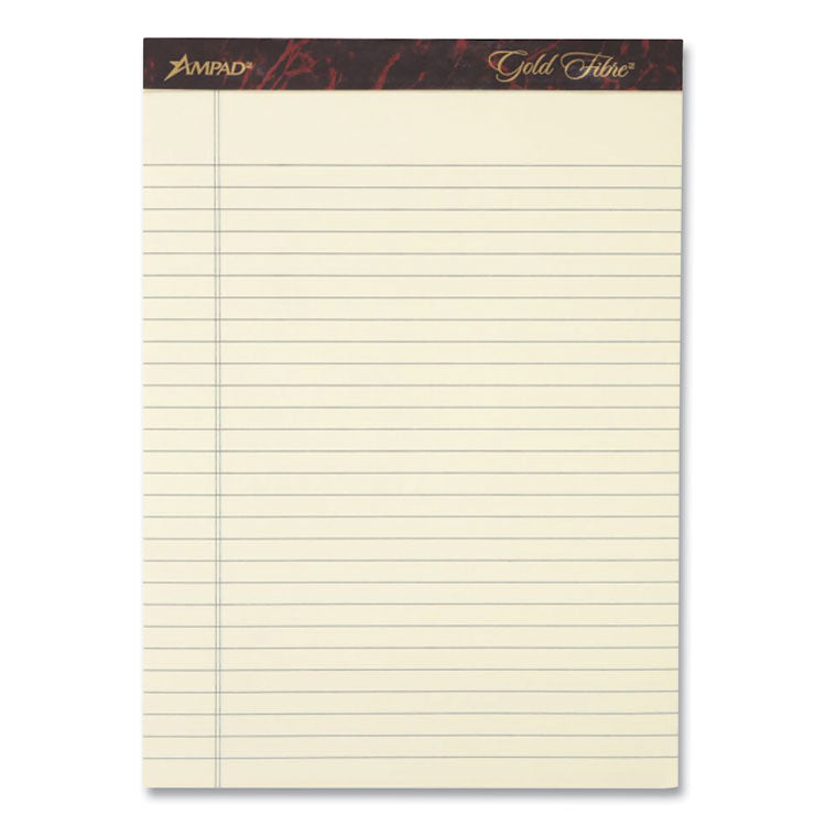 Gold Fibre Writing Pads, Narrow Rule, 50 Canary-Yellow 5 x 8 Sheets, 4/Pack