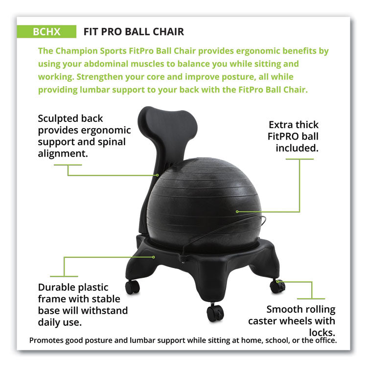 FitPro Ball Chair, Supports Up to 200 lb, Gray