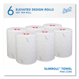 Slimroll Towels, 1-Ply, 8" x 580 ft, White/Pink Core, Traditional Business, 6 Rolls/Carton