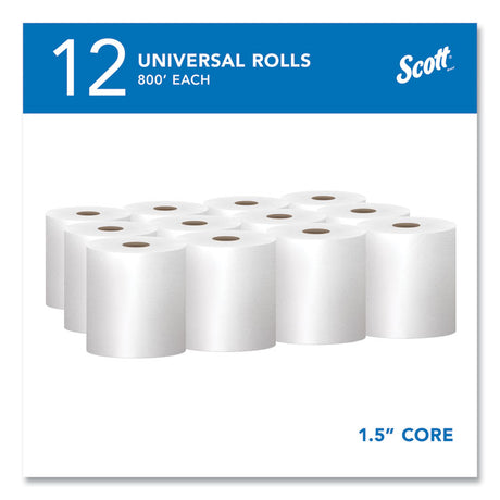 Essential Hard Roll Towels for Business, Absorbency Pockets, 1-Ply, 8" x 800 ft,  1.5" Core, White, 12 Rolls/Carton