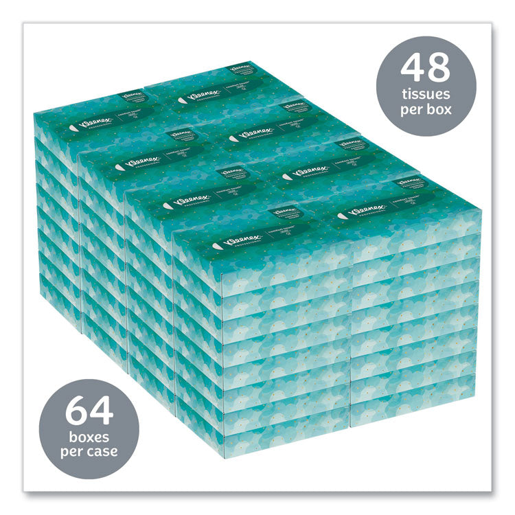 White Facial Tissue Junior Pack, 2-Ply, 48 Sheets/Box, 64 Boxes/Carton