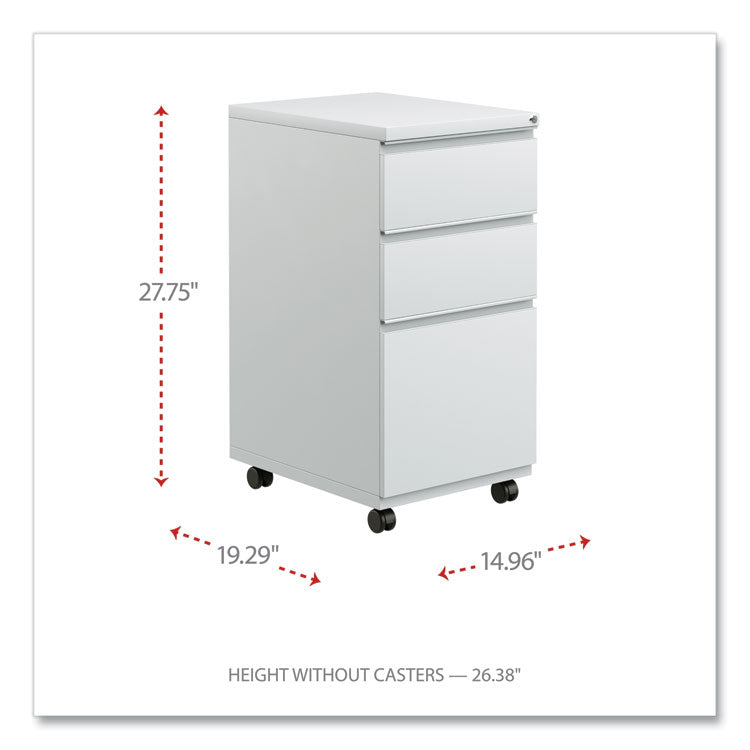 File Pedestal with Full-Length Pull, Left/Right, 3-Drawers: Box/Box/File, Legal/Letter, Light Gray, 14.96" x 19.29" x 27.75"