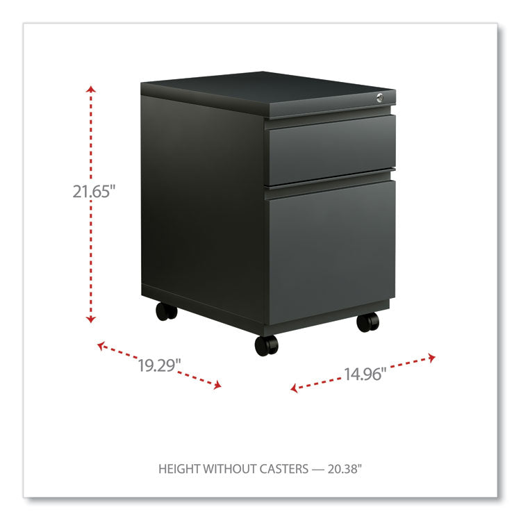 File Pedestal with Full-Length Pull, Left or Right, 2-Drawers: Box/File, Legal/Letter, Charcoal, 14.96" x 19.29" x 21.65"