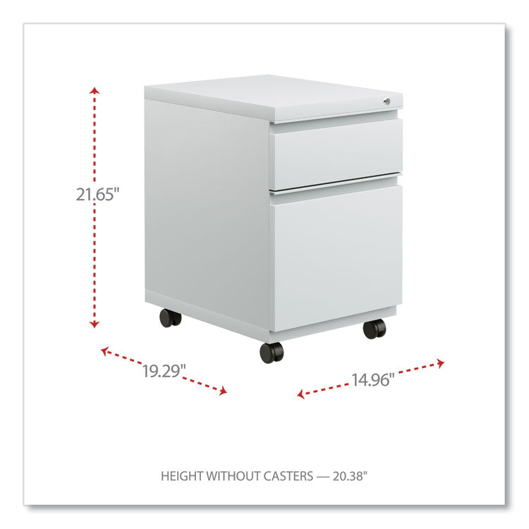 File Pedestal with Full-Length Pull, Left or Right, 2-Drawers: Box/File, Legal/Letter, Light Gray, 14.96" x 19.29" x 21.65"