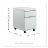 File Pedestal with Full-Length Pull, Left or Right, 2-Drawers: Box/File, Legal/Letter, Light Gray, 14.96" x 19.29" x 21.65"