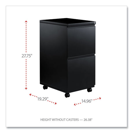 File Pedestal with Full-Length Pull, Left or Right, 2 Legal/Letter-Size File Drawers, Black, 14.96" x 19.29" x 27.75"