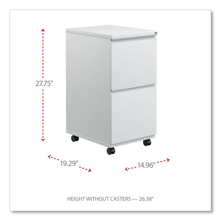 File Pedestal with Full-Length Pull, Left or Right, 2 Legal/Letter-Size File Drawers, Light Gray, 14.96" x 19.29" x 27.75"