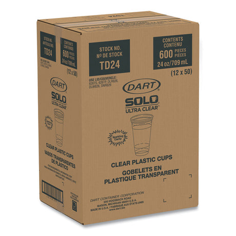 Ultra Clear PET Cold Cups, 24 oz, Clear, 50/Sleeve, 12 Sleeves/Carton