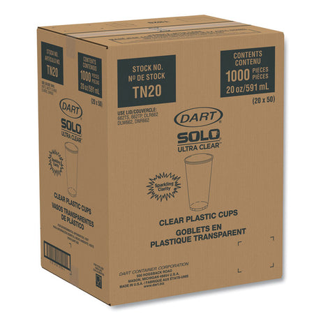 Ultra Clear PETE Cold Cups, 20 oz, Clear, 50/Sleeve, 20 Sleeves/Carton
