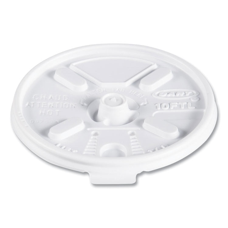 Lift n  Lock Plastic Hot Cup Lids, Fits 10 oz Cups, White, 1,000/Carton