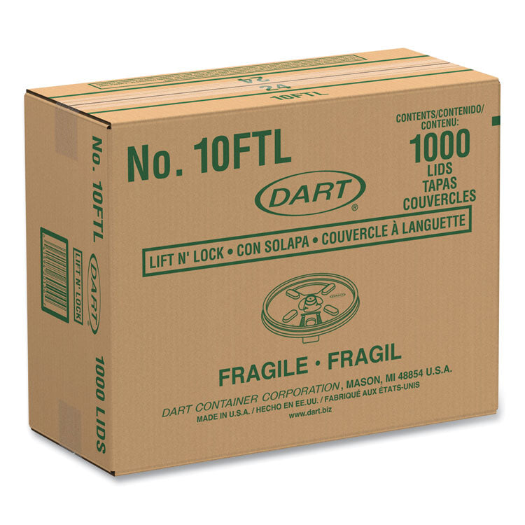 Lift n  Lock Plastic Hot Cup Lids, Fits 10 oz Cups, White, 1,000/Carton