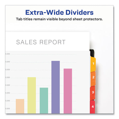 Customizable TOC Ready Index Multicolor Tab Dividers, Extra Wide Tabs, 8-Tab, 1 to 8, 11 x 9.25, White, 1 Set