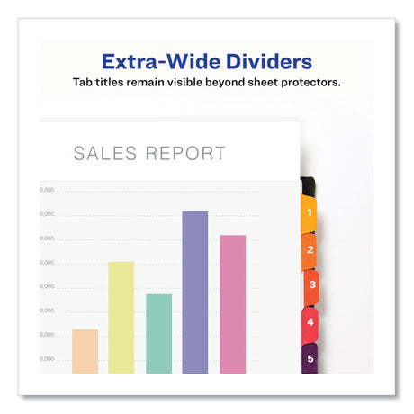 Customizable TOC Ready Index Multicolor Tab Dividers, Extra Wide Tabs, 10-Tab, 1 to 10, 11 x 9.25, White, 1 Set