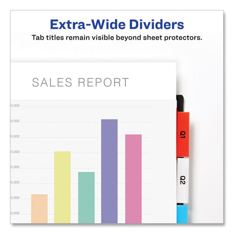 Insertable Big Tab Dividers, 5-Tab, Single-Sided Copper Edge Reinforcing, 11.13 x 9.25, White, Assorted Tabs, 1 Set