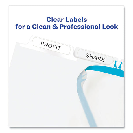 Print and Apply Index Maker Clear Label Dividers, Extra Wide Tab, 5-Tab, White Tabs, 11.25 x 9.25, White, 1 Set